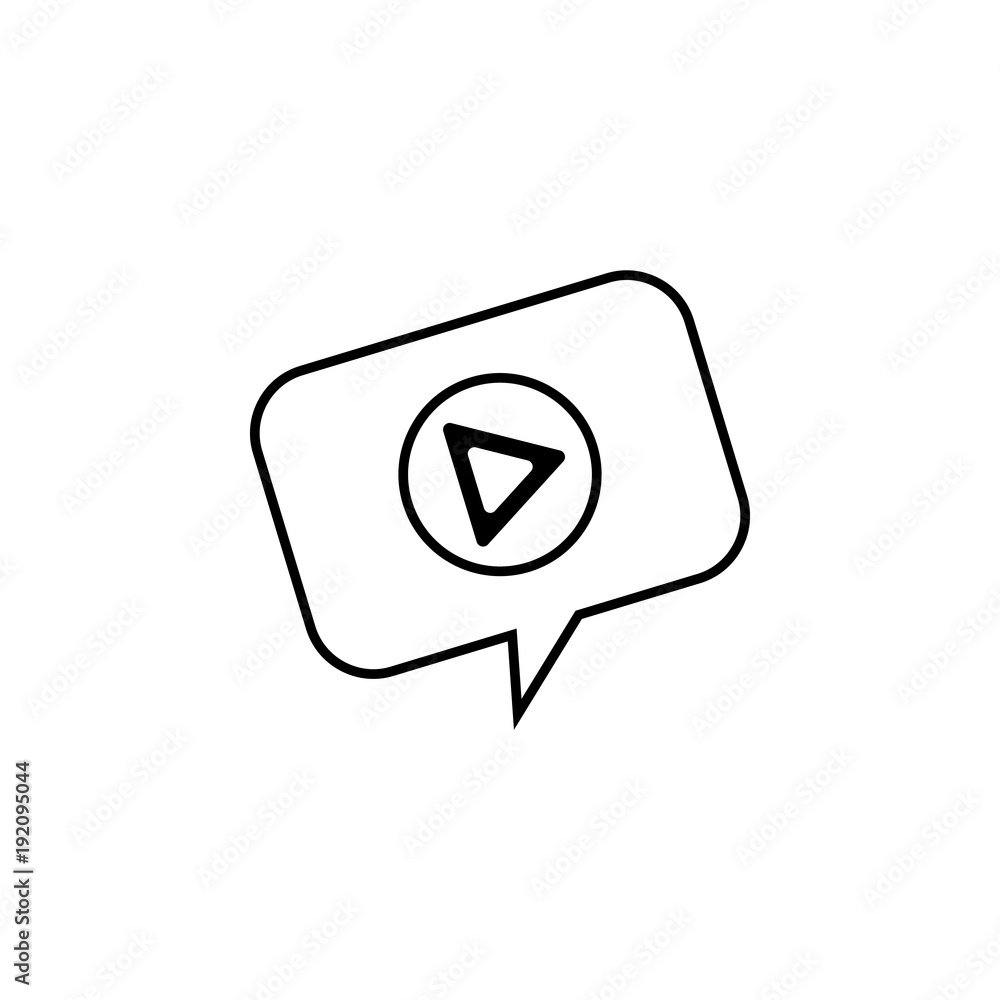 Poster player message icon. element of video player for mobile concept and web apps. thin line icon for web