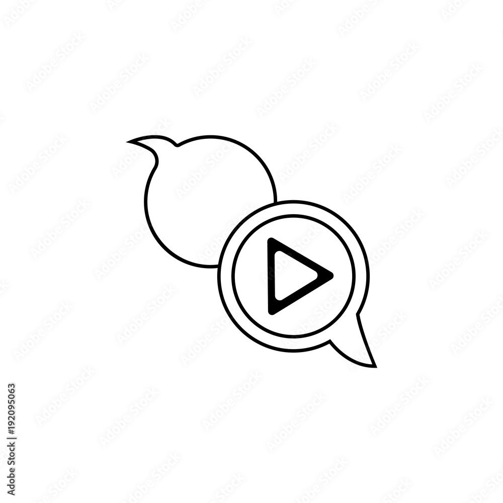 Poster message in the video player icon. element of video player for mobile concept and web apps. thin line