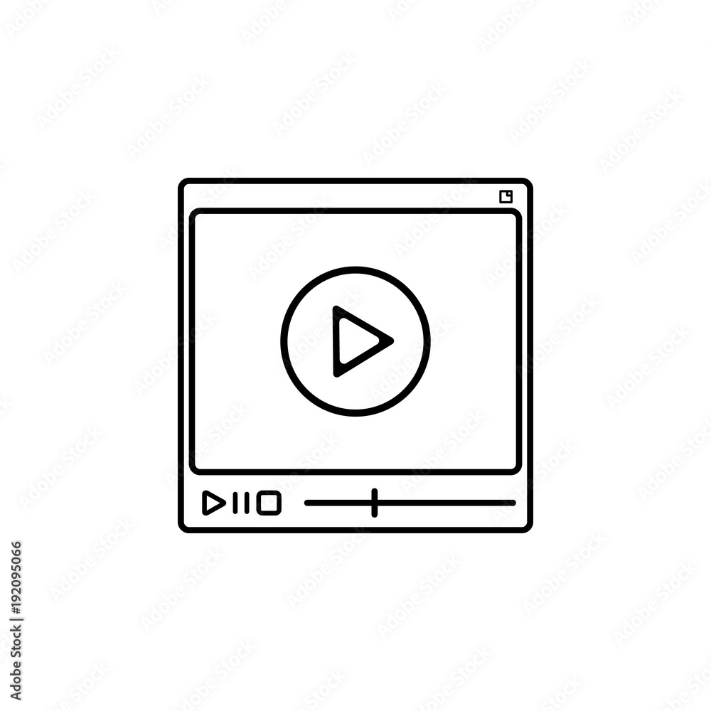 Poster video player icon. element of video player for mobile concept and web apps. thin line icon for websi