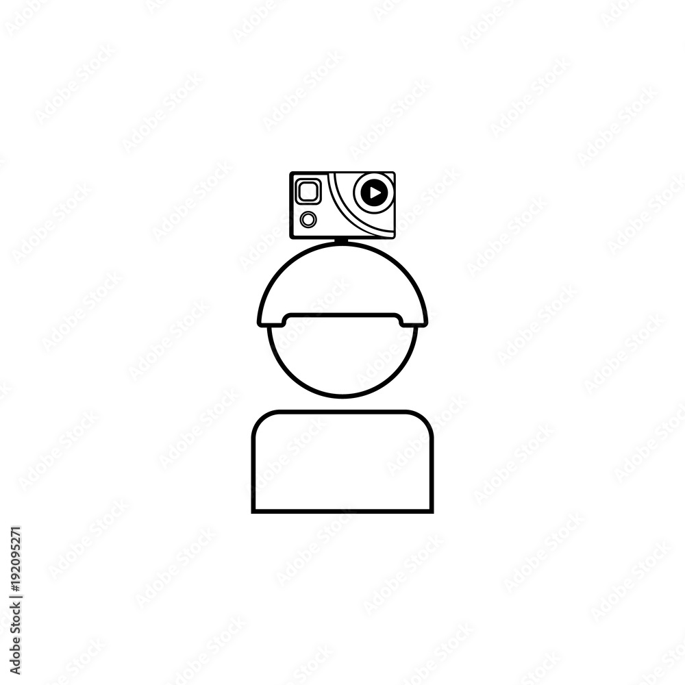 Poster video camera on the helmet icon. element of video player for mobile concept and web apps. thin line 
