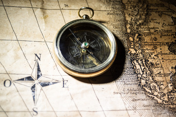 Compass on an old map