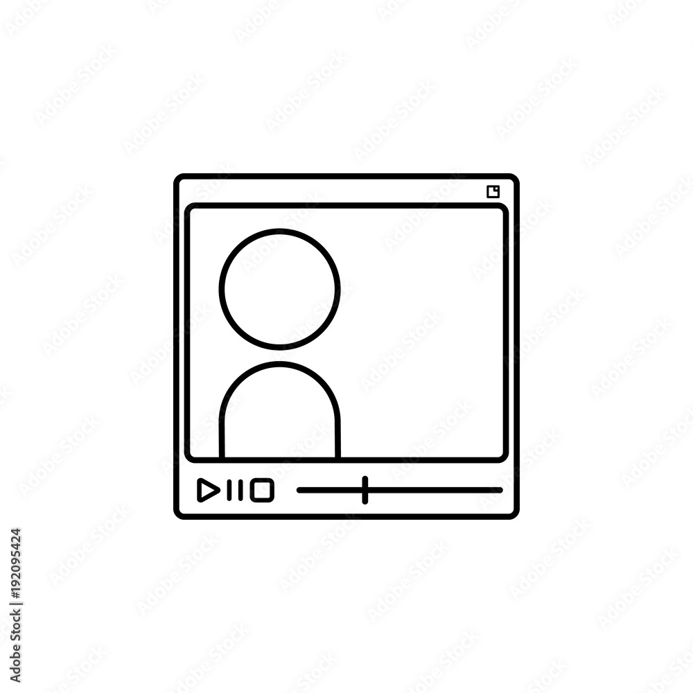 Poster person on video player icon. element of video player for mobile concept and web apps. thin line icon