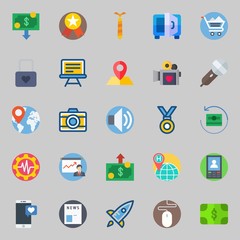 icons set about Digital Marketing. with smartphone, mouse, startup, settings, medal and worldwide