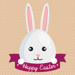 cute rabbit happy easter celebration vector illustration design