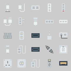 icons set about Connectors Cables. with usb, usb cable, unplugged and socket