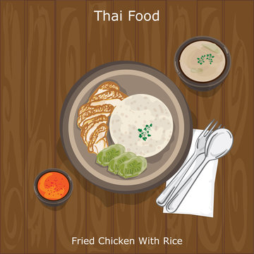 thai food Fried Chicken With Rice