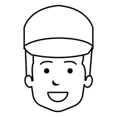 delivery worker head avatar character vector illustration design