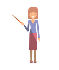 female teacher with pointing stick vector illustration design
