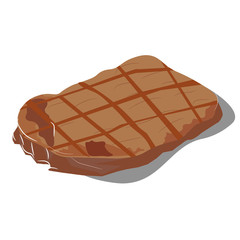 Fried meat steak on a white background. Vector image.