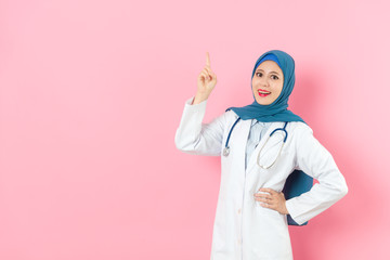 happy elegant woman muslim hospital doctor