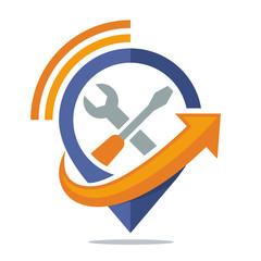 logo icon for communication media, information sharing location of service and repair location