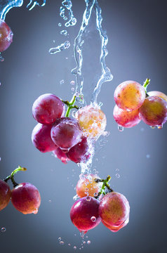 Levitating Grapes And Splashed Water