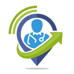 logo icon for communication media, sharing location information of doctor / medical service center