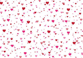 Fototapeta na wymiar Happy Valentines Day. Pink and red hearts on a white background. wedding card, wallpaper. Vector illustration