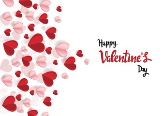 Happy Valentines Day. Pink and red hearts on a white background. wedding card, wallpaper. Vector illustration