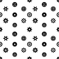 Vector seamless texture with mechanical gear and cogwheel.