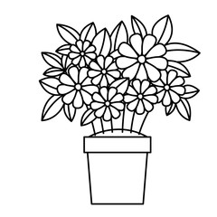 flowers in pot floral decoration vector illustration design
