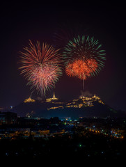 Fototapeta premium Annual festival fireworks 2018, Khao Wang, Phetchaburi province Thailand.