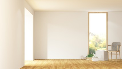 The interior relax space 3d rendering and nature view