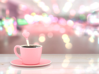 Coffee pink cup love concept