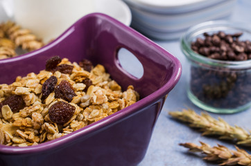 Traditional granola with raisins