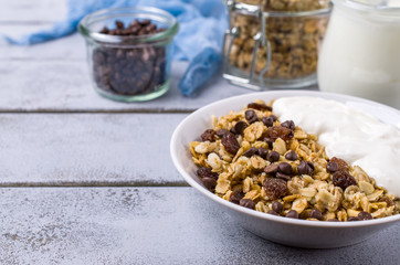 Traditional granola with raisins