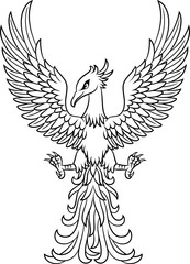 Phoenix bird tattoo isolated on white background