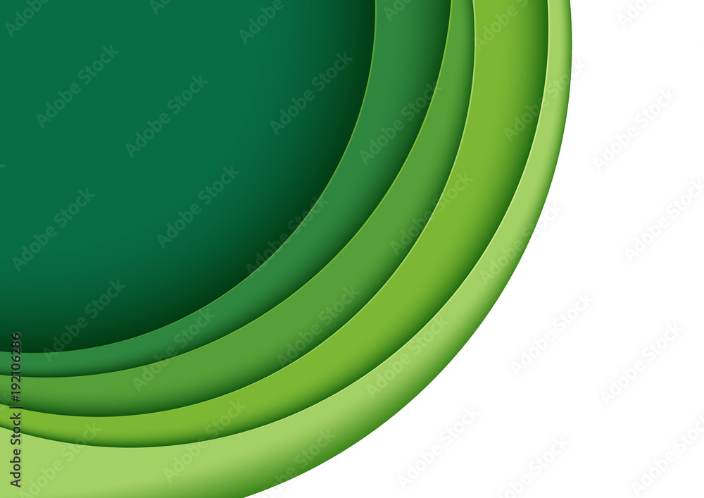 Poster abstract green layers paper carve background.paper art style of nature business template concept des