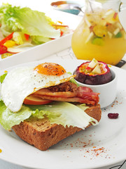 Club Sandwich on a white plate 