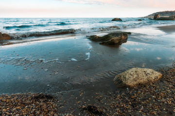 Seaside, empty beach