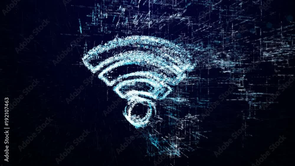 Wall mural wi fi icon consisting of interactive digit and symbol. wi-fi icon in digital cyber space