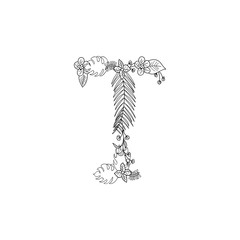 Letter T floral ornament