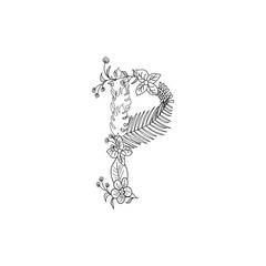 Fototapeta premium Letter P floral ornament