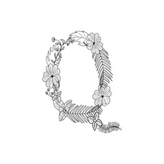Letter Q floral ornament