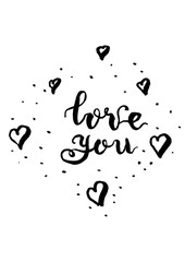 Love you. Lettering phrase. Brush calligraphy modern style