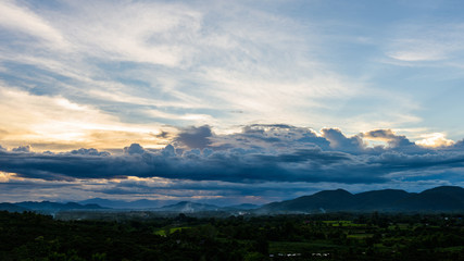 Fototapeta na wymiar landscape of sunset above the hills