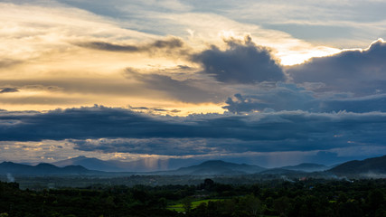 Fototapeta na wymiar landscape of sunset above the hills