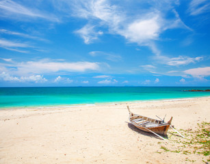 Obraz na płótnie Canvas beach and fishing boat, koh Lanta, Thailand
