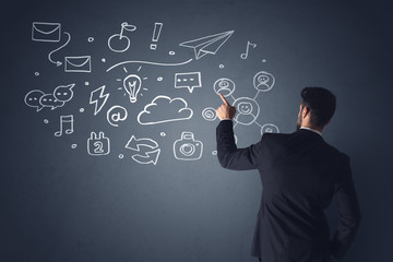 Businessman with white applications