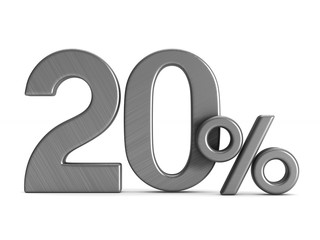 twenty percent on white background. Isolated 3D illustration