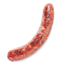 Delicious grilled sausage on white background