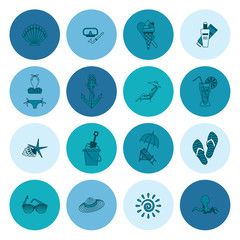 Summer and Beach Simple Flat Icons