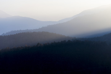 Foggy mountain landscape