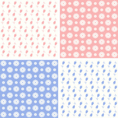 Floral seamless vintage pattern set.