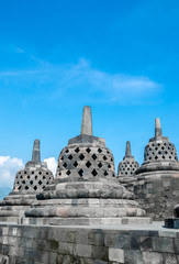 Stupas in Borobudur Temple, Central Java,Yogyakarta, Indonesia.