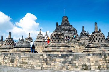 Yogyakarta, Indonesia - May 20, 2016 - - Unidentified people visit Borobudur Temple where is the...