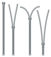 Metal and Plastic Zipper Set Isolated on White Background. © BooblGum