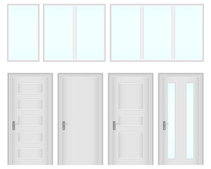 Windows and doors. A set of windows and doors.