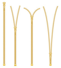 Metal and Plastic Zipper Set Isolated on White Background. © BooblGum