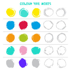 Colour the boxes. Educational game what comes next of Education Counting play for Preschool Children. Vector